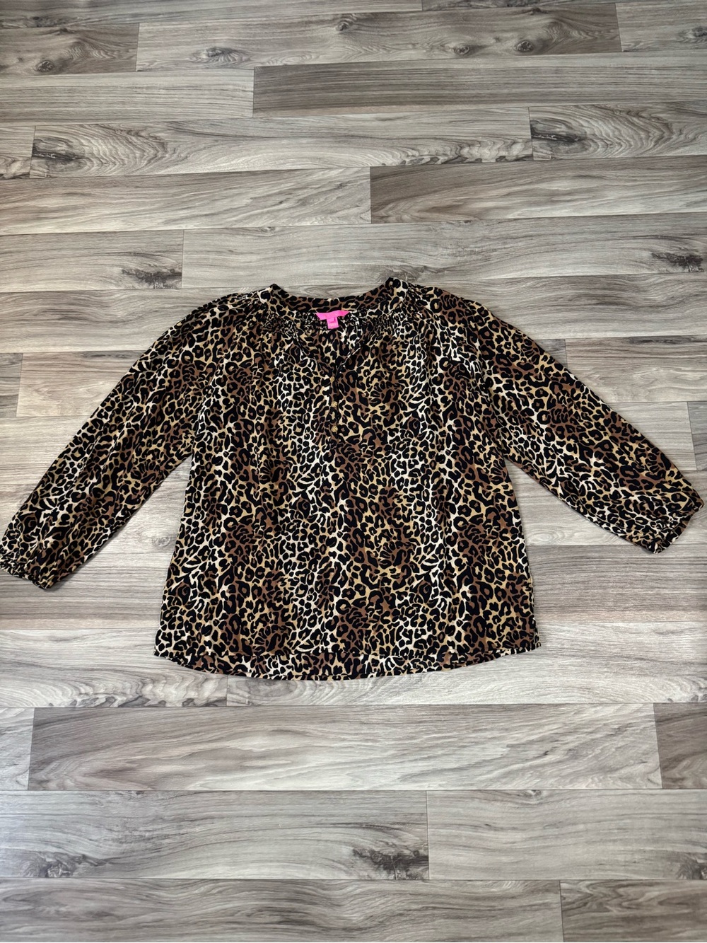 Lilly Pulitzer Elsa Silk Top Leopard Print Size Extra Large